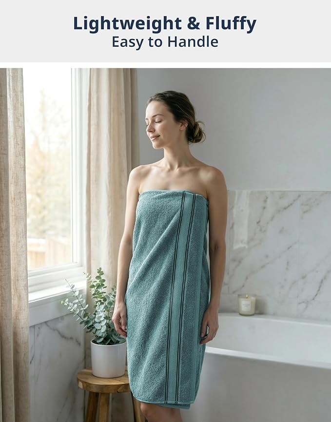 LANE LINEN Bath Towel Set Absorbent Quick Dry 100% Cotton 18 Piece - Teal | Cotton Towels For Bathroom - OEKO-TEX Certified, Zero-Twist Durability, Terry Weave Comfort