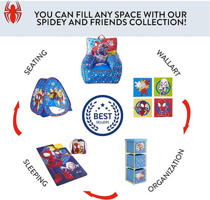 Idea Nuova Spidey and His Amazing Friends 4 Pack Square Canvas Wall Art Set, 11"x11" each for Bedroom