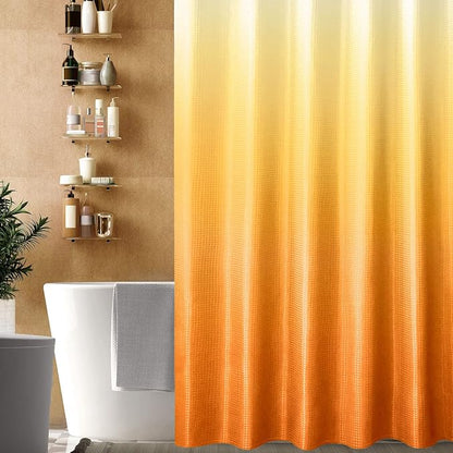 Orange Ombre Fabric Shower Curtain for Bath Decor, 72 x 72 | Orange Gradient Fabric Shower Curtain, Cloth-Textured Bathroom Curtains Shower Set, Water Repellent and Machine Washable