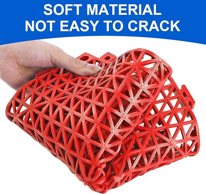 Modular Interlocking Cushion 12 Pack 11.8" x 11.8" Rubber Floor Tiles Non-Slip Splicing Drainage Mats for Deck, Pool, Outdoor Shower, Patio, Balcony, Indoor Bathroom, Kitchen, Yard (Red)