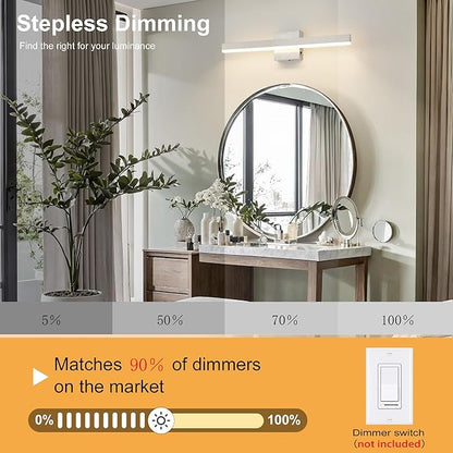 Nickel Bathroom Vanity Light 23.6 inch, 20W Dimmable 5CCT LED Bathroom Light Fixture Over Mirror Restroom-ETL Certificated