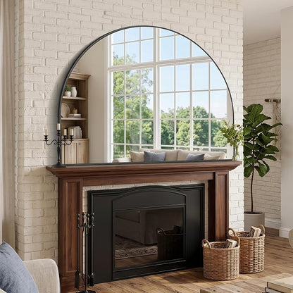 Arched Bathroom Mirror 40" W x 30" H, Bathroom Mirror for Over Sink, Wide Wall Vanity Mirror with Aluminum Frame & Tempered Glass, Ideal for Mantel, Entryway, Bedroom, Living Room, Black