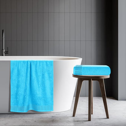 Cotton 2 Pack Oversized Bath Towel Set 28x55 inches, Large Bath Towels, Ultra Absorbant Compact Quickdry & Lightweight Towel, Ideal for Gym Travel Camp Pool - Turquoise Blue