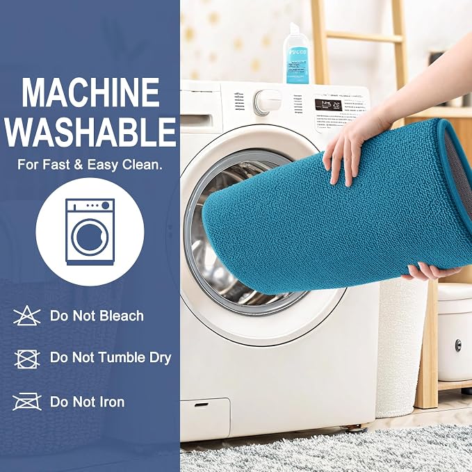 OLANLY Memory Foam Bathroom Runner Rugs 47x20, Long Bath Mats, Peacock Blue | Soft Quick Dry Bath Rugs, Non-Slip, Absorbent Machine Washable Mat for Bathroom Floor, Tub and Shower, Home Decor Accessories
