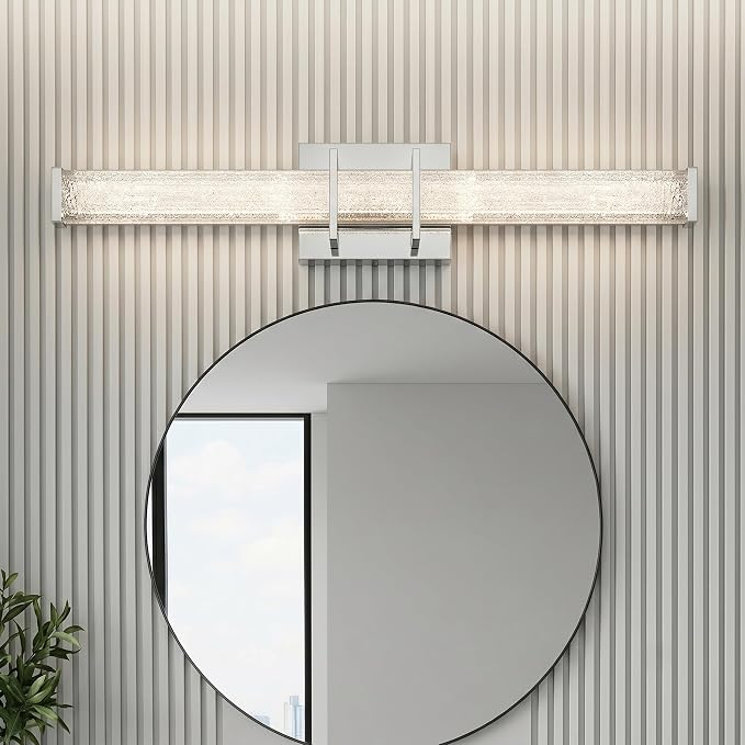 URSOLA 36" Modern LED Bathroom Light Fixtures, Chrome 3CCT Dimmable Bathroom Vanity Light Over Mirror, Bathroom Vanity Bath Bar Lights with Crystal Acrylic Shade
