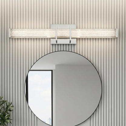 URSOLA 36" Modern LED Bathroom Light Fixtures, Chrome 3CCT Dimmable Bathroom Vanity Light Over Mirror, Bathroom Vanity Bath Bar Lights with Crystal Acrylic Shade