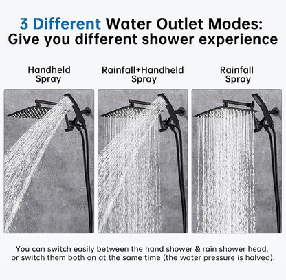 G-Promise All Metal 10 Inches Rainfall Shower Head with Handheld Combo | All Metal, Built to Last, Easy Install, Adjustable Height & Angle for All Heights, Extra Long Hose, Modern Upgrade