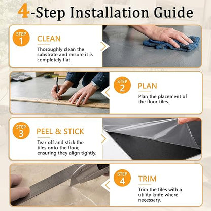 DEXDE Peel and Stick Floor Tile 18x18 Marble Vinyl Flooring Waterproof 20PC | Floor Tiles Peel and Stick Waterproof, Self Adhesive Floor Tiles, Sticky Floor Tiles Bathroom Floor Tiles 1.5FTx1.5FT Beige