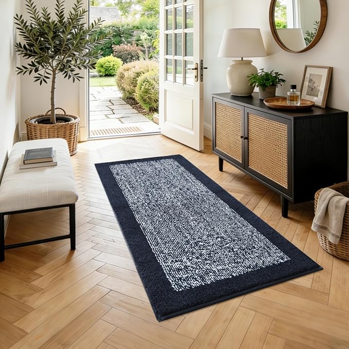 Bathroom Rugs 40x24 Non Slip Washable, Bath Mat for Bathroom Floor Tub, Soft Absorbent Quick Dry Mats for Shower, Bathtub,Home Decor(Dark Blue)