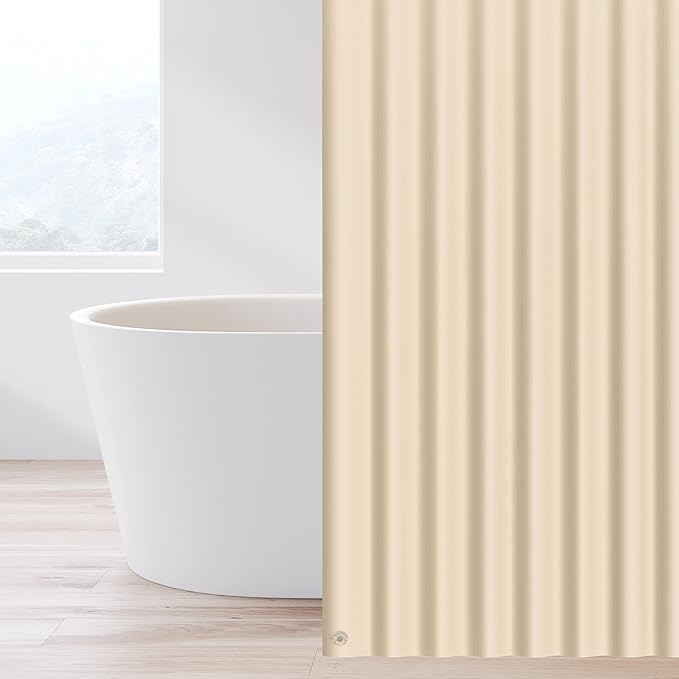 EHZNZIE Shower Curtain Liner Light Weight PEVA, Shower Liner 72x72 Inches, Waterproof, No Chemical Smell with 12 Rust Proof Metal Grommets for Bathroom Shower Curtain, Beige
