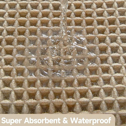 TYUU Waffle Bath Mat, Boho Bathroom Rugs Non Slip Washable, 48x24 Khaki | Super Absorbent Quick Dry Bath Rug, Non-Slip Backing, Soft Waffle Boho Farmhouse Bathroom Mats, Tub, Shower & Home Decor