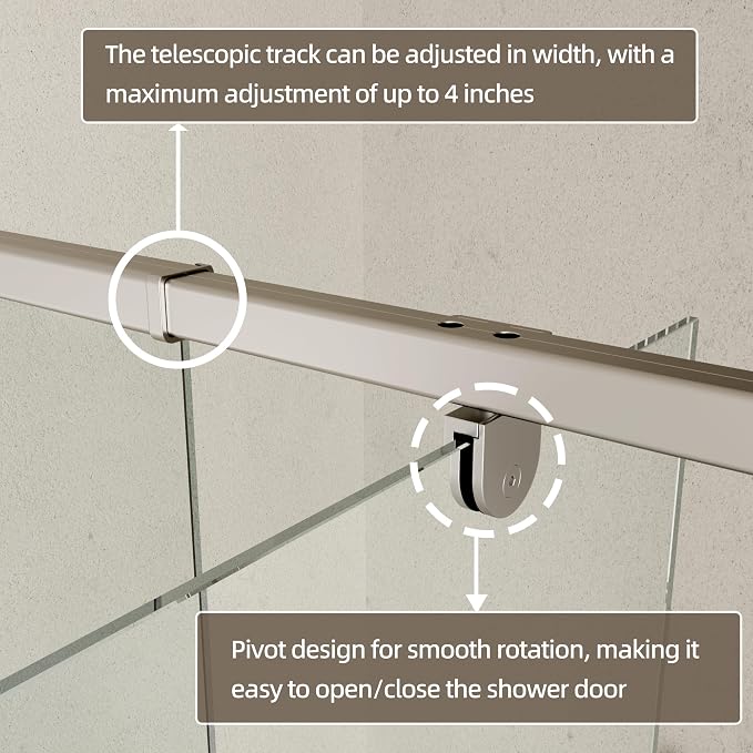Royal Guard 50-54" W x 71" H Pivot Swing Glass Shower Door,Chrome | Shower Doors with 4-Inch Adjustable Width, 6mm SGCC Tempered Glass, Reversible Installation,Magnetic Closing&Waterproof