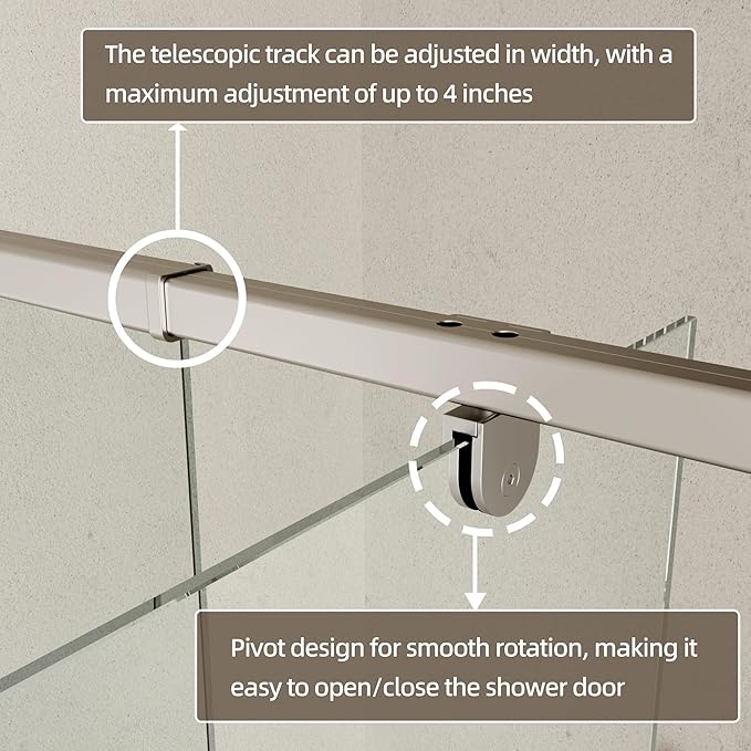 Royal Guard 56-60" W x 71" H Pivot Swing Glass Shower Door,Chrome | Shower Doors with 4-Inch Adjustable Width, 6mm SGCC Tempered Glass, Reversible Installation,Magnetic Closing&Waterproof