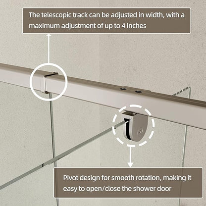 Royal Guard 56-60" W x 71" H Pivot Swing Glass Shower Door,Chrome | Shower Doors with 4-Inch Adjustable Width, 6mm SGCC Tempered Glass, Reversible Installation,Magnetic Closing&Waterproof
