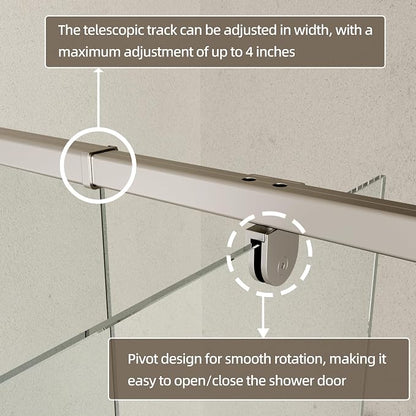 Royal Guard 44-48" W x 71" H Pivot Swing Glass Shower Door,Chrome | Shower Doors with 4-Inch Adjustable Width, 6mm SGCC Tempered Glass, Reversible Installation,Magnetic Closing,Easy to Clearn