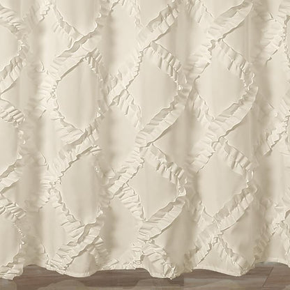 Lush Decor, Ivory/Pale Yellow Ruffle Diamond Shower Curtain | Textured Shabby Chic Farmhouse Style Design, x 72, 72" x 72"