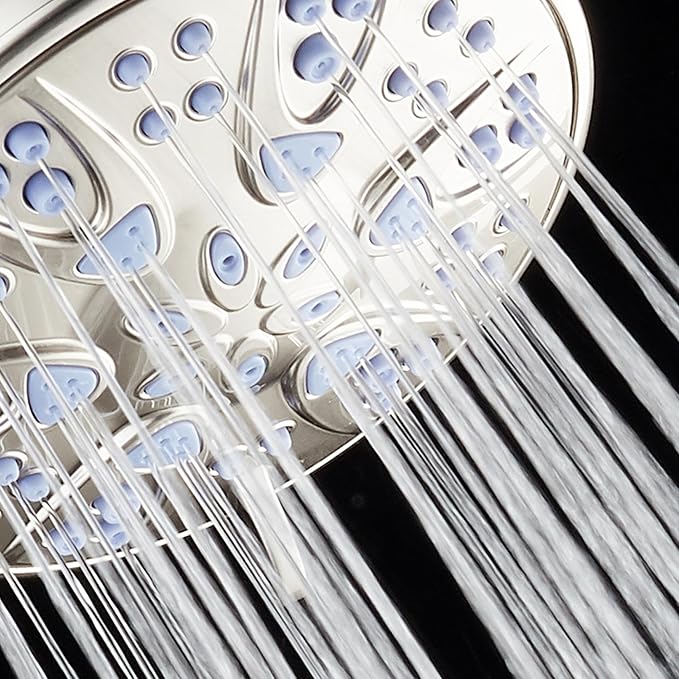 AquaDance Antimicrobial – Anti-Clog High-Pressure 6-Setting Shower Head with Microban Nozzle Protection from Growth of Mold, Mildew & Bacteria for Stronger Shower! 4" Sunset Blue