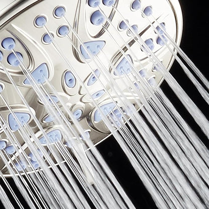 AquaDance Antimicrobial – Anti-Clog High-Pressure 6-Setting Shower Head with Microban Nozzle Protection from Growth of Mold, Mildew & Bacteria for Stronger Shower! 4" Sunset Blue