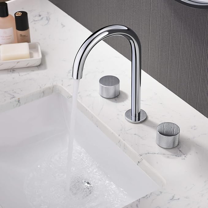 8-Inch Widespread Bathroom Sink Faucet with Drain Assembly, Solid Brass 2-Handle 3-Hole Vanity Faucet, Chrome Finish, Corrosion Resistant Bathroom Faucet