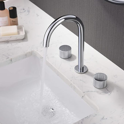 8-Inch Widespread Bathroom Sink Faucet with Drain Assembly, Solid Brass 2-Handle 3-Hole Vanity Faucet, Chrome Finish, Corrosion Resistant Bathroom Faucet