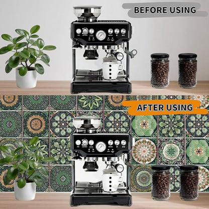24 PCS Bohemian Floral PVC Peel and Stick Tile Stickers | for Kitchen Bathroom RV, Waterproof Self-Adhesive Removable Backsplash Decals, Easy DIY Upgrade, Smooth Surfaces, 5.91x5.91in