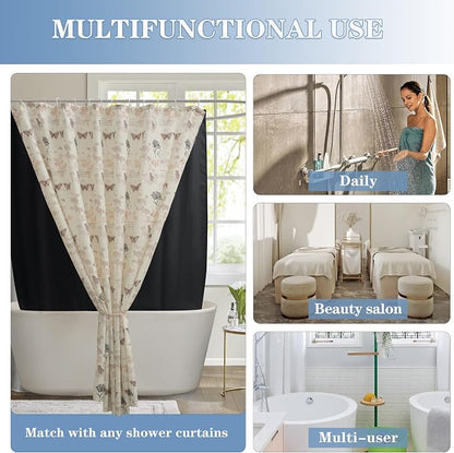 Nasitos Fabric Shower Curtain Liners 2 Pack - W72 x H72 - Washable & Water Resistant Lightweight Cloth Shower Liners for Bathroom, Soft Hotel Quality, Standard Size (Black, 4 Magnets Included)