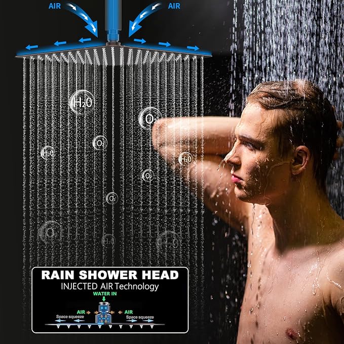 Oil Rubbed Bronze Shower System Temperature Display Shower Set | 12 inch and 8 inch Full Body Shower Head, with 6 PCS Body Jet and Handheld Spray
