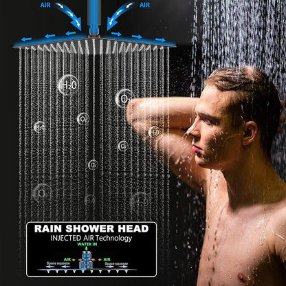 Oil Rubbed Bronze Shower System Temperature Display Shower Set | 12 inch and 8 inch Full Body Shower Head, with 6 PCS Body Jet and Handheld Spray