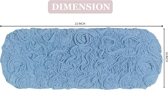 Home Weavers Bell Flower Toilet Tank Lid Cover – 10"x22", 100% Cotton, Tufted, Soft & Absorbent, Non-Slip, Machine Washable Bathroom Décor, Sky Blue