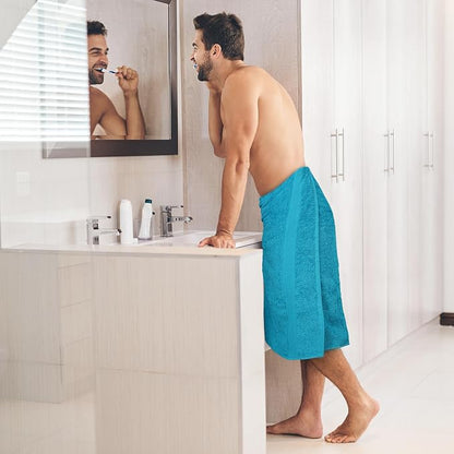Commercial Bulk Pack of 12 Large Bath Towels – 100% Cotton Terry 24" x 50" – Ideal for Hotels, Salons, Gyms, Spas & Institutional Use – Teal Blue