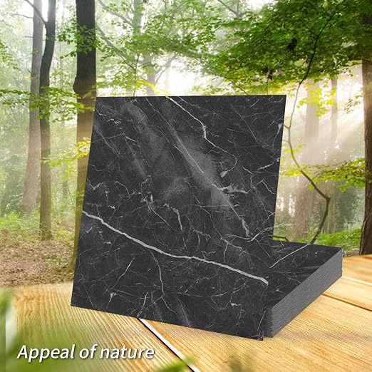 Art3d 30-Pack Peel and Stick Vinyl Floor Tiles, 12 x 12 in, Dark Marble | Anti-Slip, Waterproof, Stain-Resistant, Simple to Clean, Durable, Premium Vinyl, Ideal for Kitchen, Dining Room, Bedrooms