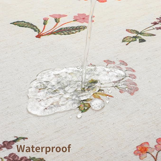 Colorful Star French Country Floral Linen Shower Curtain, 72" W x 72" L | Waterproof Shower Curtain Set with 12 Clear Hooks for Bathroom, Vintage Boho Farmhouse Linen Fabric Bathroom Curtains