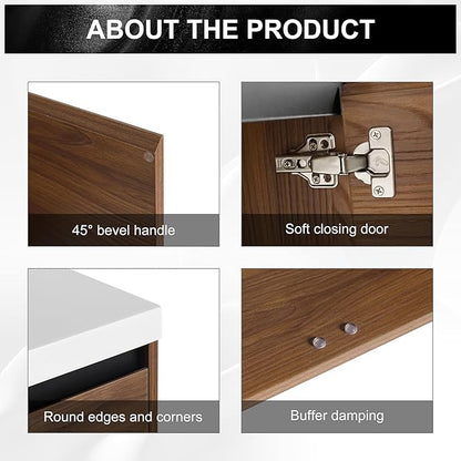 30 Inch Floating Vanity Bathroom,Bathroom Cabinet Vanity,Wooden Cabinet,Wall Mount Floating Vanity Set,Solid Wood Frame, Easy Clean,Brown