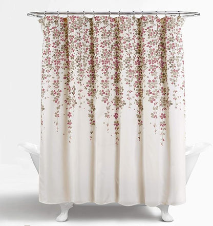 Lush Decor Weeping Flower Shower Curtain 72"W x 72"L Purple & Gray - Fabric Shower Curtains for Bathroom - Floral Bathroom Curtain - Cottage Core Decor