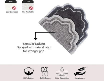 Home Weavers Allure Collection 100% Cotton Tufted Bathroom Rug, Soft and Absorbent Bath Rugs, Non-Slip Bath Carpet, Machine Wash Dry Bath Mats for Bathroom Floor, 21"x34" Bath Rug, Dark Gray