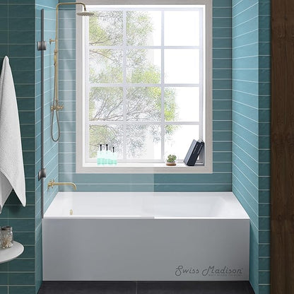 Voltaire 60" x 32" Left-Hand Drain Alcove Bathtub with Apron and Armrest