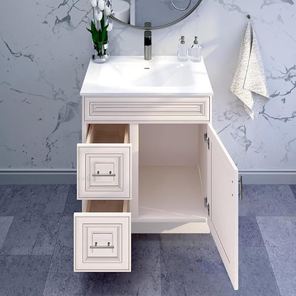 30" Shaker Bathroom Vanity Sink Base with Drawers (Ready-to-Assemble) (Antique White Vanity Base)