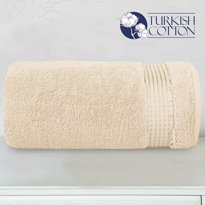 Elegant Comfort Premium Super Soft Highly Absorbent 1 Piece Oversized Bath Sheet - 40" x 80" inch, Luxurious Hotel Spa Quality 100% Turkish Cotton Extra Large Bath Towels for Adults, Ivory