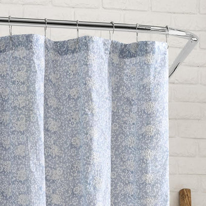 Peri Home Ikat Eyelet Cotton Shower Curtain 72 x 72 in Blue Ikat 1-Piece | Fabric, Bathroom