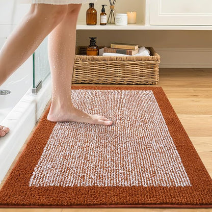 Bathroom Rugs 30x20 Non Slip Washable, Bath Mat for Bathroom Floor Tub, Soft Absorbent Quick Dry Mats for Shower, Bathtub,Home Decor(Coral Orange)