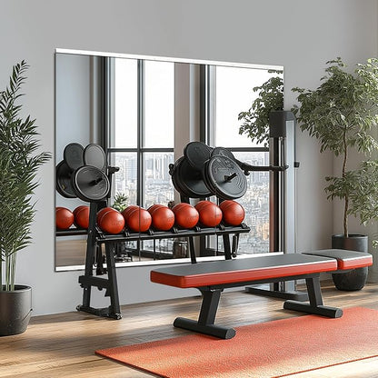 Home Gym Mirror for Wall, 48x24x3PCS Frameless Full Length Mirror, Silver | HD Shatterproof Glass, Easy Wall Mount, Large Body Mirrors for Home Gym, Workout, Bedroom, Garage