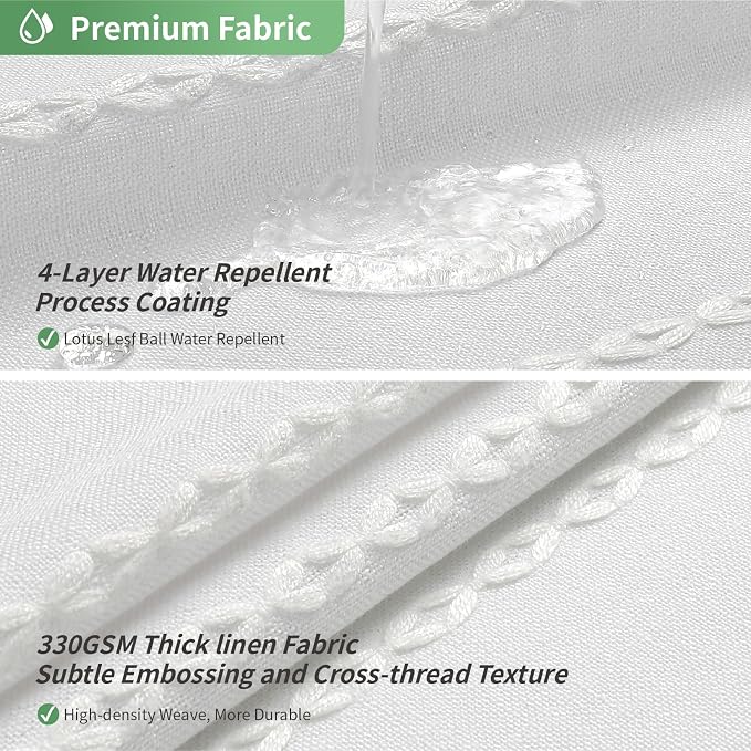 eachope No Hook Extra Long Shower Curtain Set with Snap-in Liner,Linen Textured Thick Striped Fabric with Tassels,Boho Chic Modern Farmhouse Bathroom Curtain,Water-Repellent,White,71x86 | 330GSM Thick Linen Textured Striped Fabric with Tassels,Snap-in ...