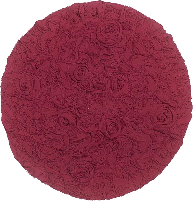Home Weavers Bell Flower Collection 100% Cotton Tufted Bath Rugs, Extra Soft and Absorbent Bath Rugs, Non-Slip Bath Mats, Machine Washable, Bath Mats for Bathroom Floor and Tub, 30" Round, Red