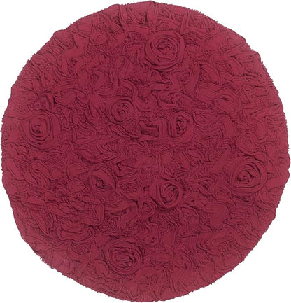 Home Weavers Bell Flower Collection 100% Cotton Tufted Bath Rugs, Extra Soft and Absorbent Bath Rugs, Non-Slip Bath Mats, Machine Washable, Bath Mats for Bathroom Floor and Tub, 30" Round, Red
