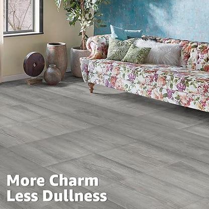 Art3d 30-Pack Peel and Stick Vinyl Floor Planks, 12 x 12 in, Taupe Ash | Premium Vinyl, Self-Adhesive, Waterproof, Wood Grain, Fade-Resistant, Scratch-Proof, Ideal for Kitchen, Dining Room, Bedrooms