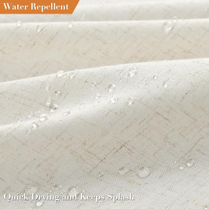 Natural Boho Linen Shower Curtain 80 Inch Long Boho Weighted Tassel Design Fabric Bath Curtain Set with Hooks Rustic Luxury Decorative Tall Shower Curtain for Bathroom 72x80, Cream