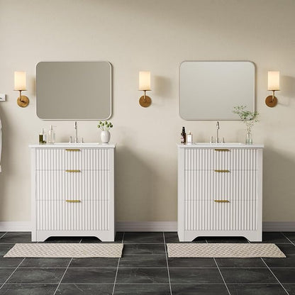 GarveeHome 36 Inch Bathroom Vanity with Sink, Fluted Bathroom Sink Cabinet