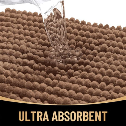 OLANLY Thick Chenille Bathroom Runner Rugs 47x20, Absorbent Bath Mat, Mocha | Soft Bath Rugs, Rubber Backing, Machine Wash Dry, Bath Mats for Bathroom, Tub and Shower, Home Decor Accessories