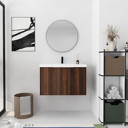 30" Bathroom Vanity with Sink, Single Sink Modern Bathroom Vanities Set, Wall-Mounted Bathroom Vanity, Floating Soft Close Door