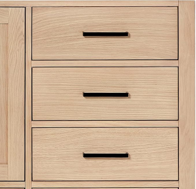 ARIEL Cambridge 66-inch Bathroom Vanity Base Cabinet,Solid Wood, 2 Soft Closing Doors, 9 Dovetail Drawers, White Oak